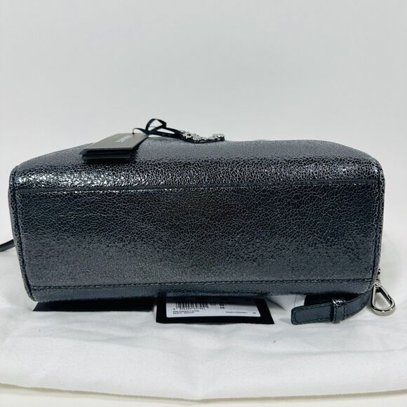 NWT Versace Virtus Black Metallic Textured Leather Top Handle Crossbody Bag - Picture 4 of 13